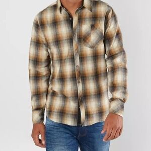 Outpost Makers for Buckle Super Soft Orange Grey Plaid Flannel Shirt XXL